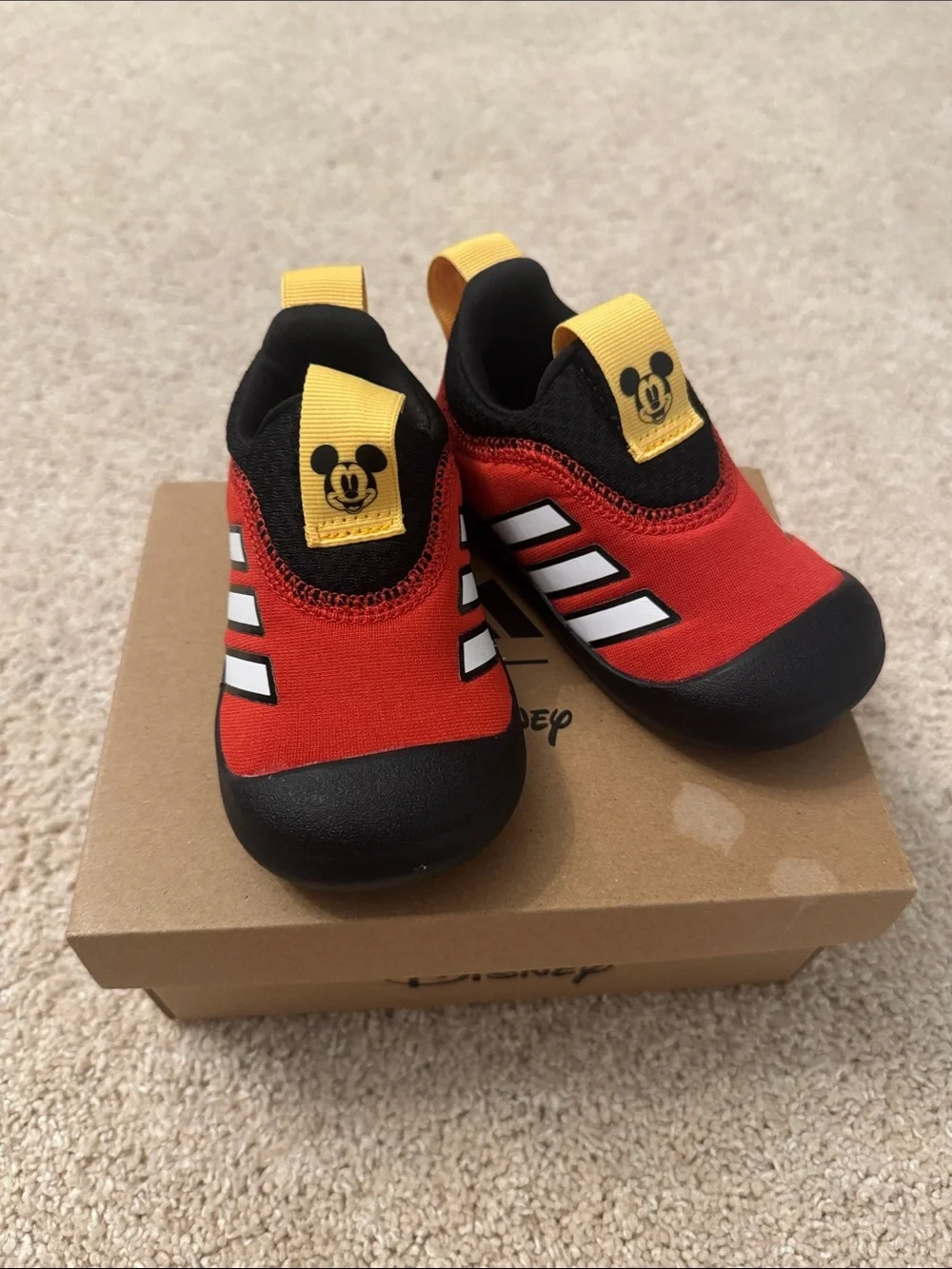 adidas Red and Black Mickey Slip-On Baby Shoes